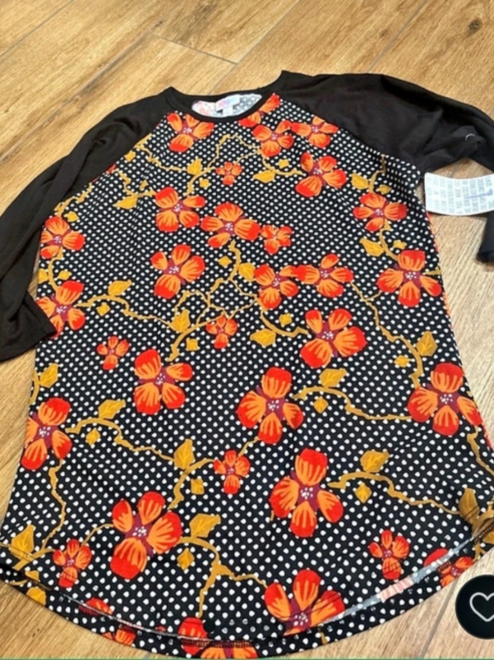Lularoe Irma Floral Polka Dot Long Sleeve Size Large